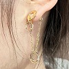 304 Stainless Steel Flat Round Tassel Stud Earrings EJEW-JE06883-5