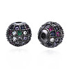 Rack Plating Brass Cubic Zirconia Beads ZIRC-S001-8mm-C04-1