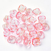 4-Petal Transparent Spray Painted Glass Bead Caps GGLA-S054-009B-03-1