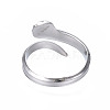304 Stainless Steel Snake Wrap Open Cuff Ring for Women RJEW-T023-78P-2