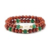 Natural Rosewood Round Beads Bracelets Set BJEW-JB07275-1