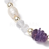 Round Gemstone & Shell Pearl Beaded Stretch Bracelets for Women BJEW-JB10666-4