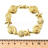 Summer Beach Brass Micro Pave Clear Cubic Zirconia Starfish & Shell Shape Link Chain Bracelets BJEW-C118-02A-G-6