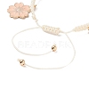Round Glass Braided Bead Bracelet with Alloy Enamel Flower Charm for Women BJEW-JB08233-01-3