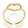 Ion Plating(IP) 304 Stainless Steel Hollow Heart Cuff Rings RJEW-N038-122LG-4
