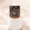 Brass with Natural Labradorite Cuff Rings RJEW-Z112-02R-02-3