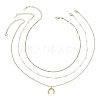 304 Stainless Steel Pendant 316 Surgical Stainless Steel & Plastic Pearl Paperclip Chain 3 Layer Necklaces for Women NJEW-JN05471-02-4