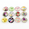 Half Round/Dome Floral Pattern Glass Flatback Cabochons for DIY Projects GGLA-Q037-25mm-M16-1