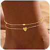 Oval Heart Brass Link Chain Double Layer Anklets for Women FS-WG032DF-09-1