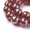 Electroplate Natural Carnelian Beads Strands G-P430-10-E-3