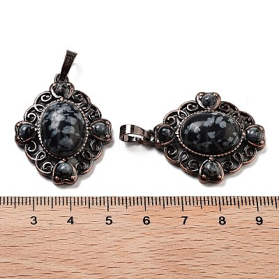 Natural Snowflake Obsidian Rhombus Pendants G-K363-02R-14-1