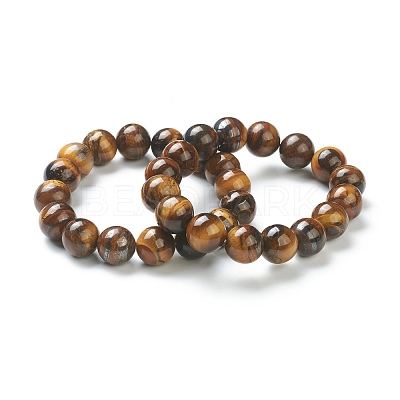 Natural Tiger Eye Beaded Stretch Bracelets BJEW-A117-E-29-1