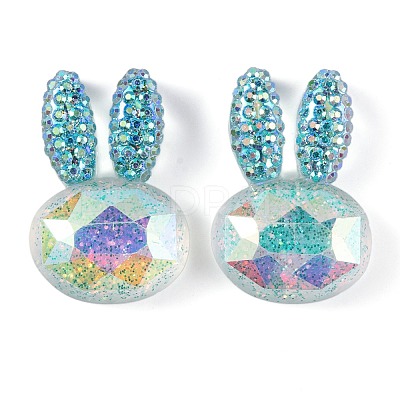 Transparent Epoxy Resin Rabbit Head Decoden Cabochons CRES-M034-05A-1