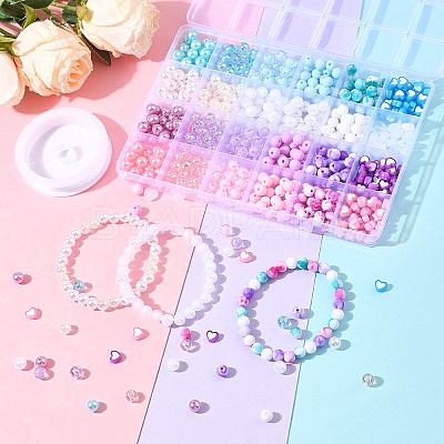 DIY Round Beads Bracelets Making Kits DIY-FS0008-80-1