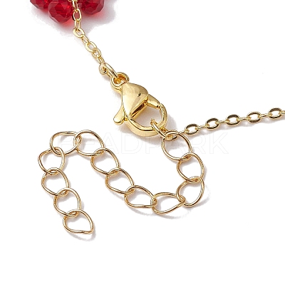 Glass Flower Links Bracelets & Necklaces Sets SJEW-JS01296-1