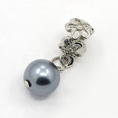 Large Hole Platinum Plated Alloy European Dangle Charms MPDL-D010-05-1
