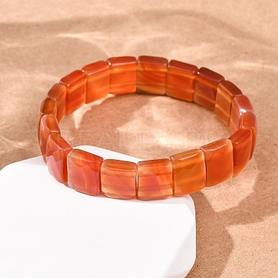 Dyed & Heated Natural Carnelian Faceted Beaded Stretch Bracelets for Women BJEW-K251-08C-1