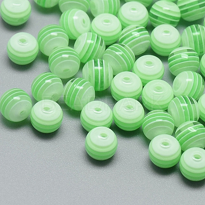 Transparent Stripe Resin Beads RESI-S345-8mm-03-1