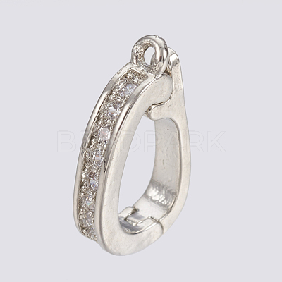 Brass Micro Pave Cubic Zirconia Fold Over Clasps ZIRC-F083-116P-RS-1