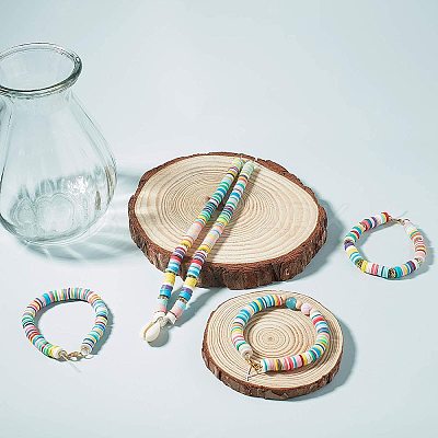 Flat Round Handmade Polymer Clay Bead Spacers CLAY-R067-3.0mm-13-1