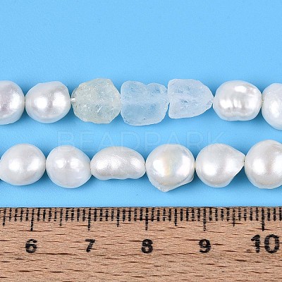 Natural Topaz Nuggets & Natural Cultured Freshwater Pearl Beads Strands PEAR-N023-01A-19-1