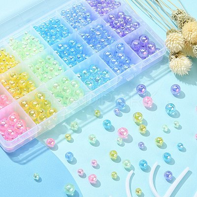 18 Style Transparent Rainbow Iridescent Acrylic Beadss Plated MACR-YW0002-09-1