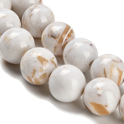 Assembled Synthetic Stone and Trochus Shell Beads Strands G-B128-08C-01-1