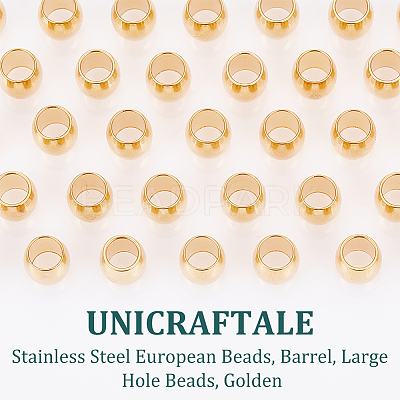 50Pcs 202 Stainless Steel European Beads STAS-UN0056-09-1