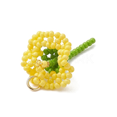 Glass Seed Beaded Flower Pendants PALLOY-MZ01171-01-1