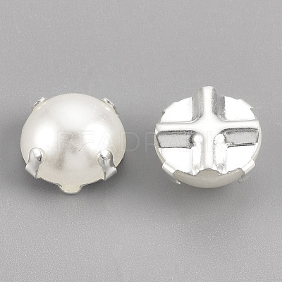 ABS Plastic Imitation Pearl Shank Buttons BUTT-T002-8mm-01S-1