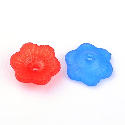 Mixed Frosted Flower Shaped Transparent Acrylic Bead Caps X-PAF087Y-1