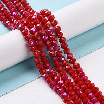 Electroplate Opaque Solid Color Glass Beads Strands EGLA-A034-P8mm-L04-1