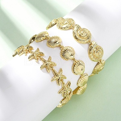 Brass Link Bracelets for Women BJEW-H209-01G-1