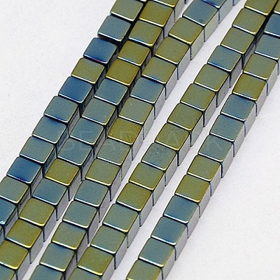 Electroplate Non-magnetic Synthetic Hematite Beads Strands G-J170A-4x4mm-05-1