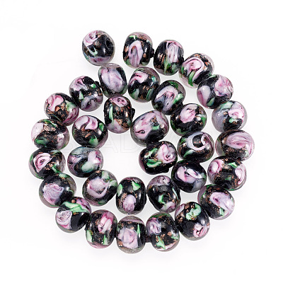 1 Strand Handmade Lampwork Inner Flower Rondelle Beads Strands LAMP-TA0002-72A-1