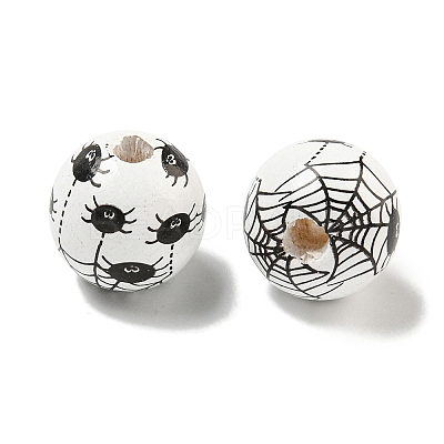 Printed Wood European Beads WOOD-G022-08A-11-1