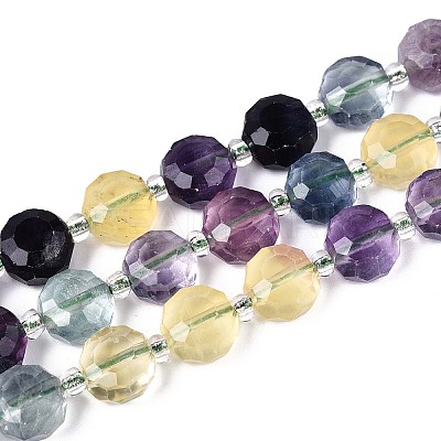 Natural Rainbow Fluorite Beads Strands G-B153-B16-1