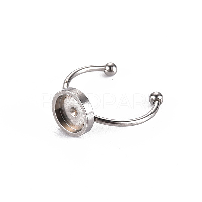 Tarnish Resistant 201 Stainless Steel Cuff Pad Ring Settings STAS-S080-042C-P-1
