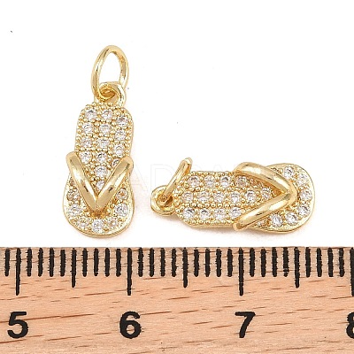 Brass Micro Pave Clear Cubic Zirconia Charms ZIRC-G153-28G-1