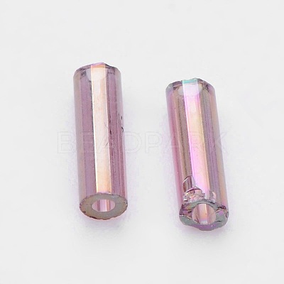 Transparent Colours Rainbow Glass Bugle Beads TSDB6MM176-1