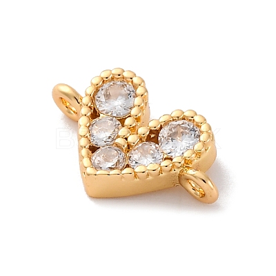 Brass Micro Pave Cubic Zirconia Heart Connector Charms KK-F894-03G-01-1