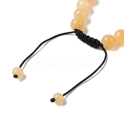 8mm Round Natural Yellow Jade Braided Bead Bracelets BJEW-C067-01B-12-1