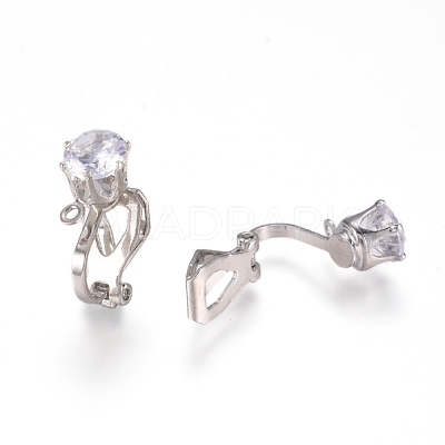 Brass Clip-on Earring Findings X-KK-L198-011P-1