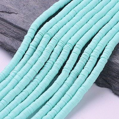 Flat Round Handmade Polymer Clay Beads CLAY-R067-6.0mm-20-1