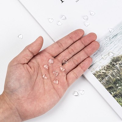 Transparent Glass Heart Cabochons GGLA-R021-8mm-1