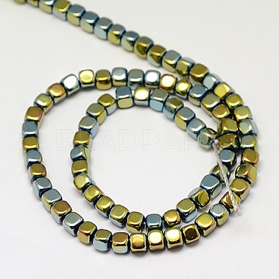 Electroplate Non-magnetic Synthetic Hematite Beads Strands G-J172-3x3mm-06-1