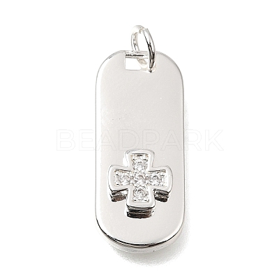 Brass Micro Pave Clear Cubic Zirconia Pendants CU-CBAEEA8-29S-1