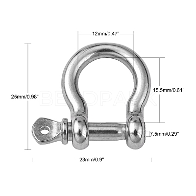 Non-Tarnish 304 Stainless Steel D-Ring Anchor Shackle Clasps STAS-H142-06P-1