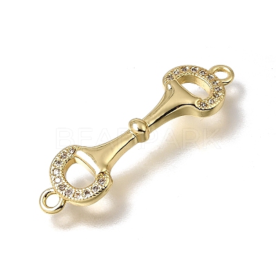 Brass Brass Micro Pave Clear Cubic Zirconia Horse Bit Links Connector Charms KK-C262-27G-1