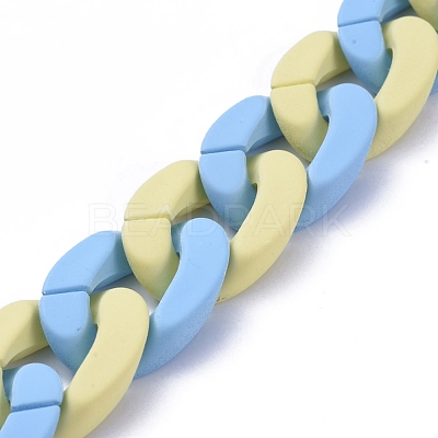 Handmade Opaque Spray Painted Acrylic Curb Chains AJEW-JB00615-02-1